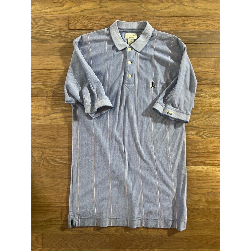 Vintage Cutter & Buck Mens Blue Striped Jefferson Country Club Polo Shirt Large - Picture 3 of 4